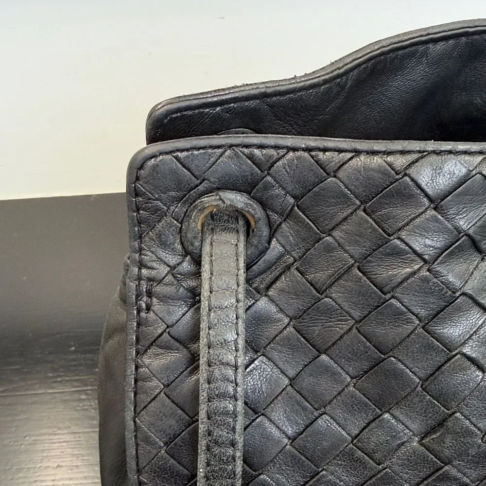 Bottega Veneta Black Intrecciato Leather Shoulder Bag